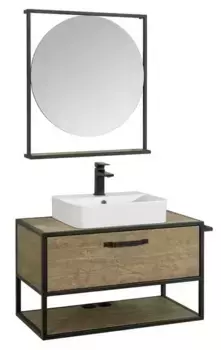 Мебель для ванной подвесная «Aquaton» Лофт Фабрик 80 со столешницей дуб Кантри