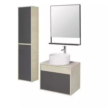 Мебель для ванной подвесная «Aquaton» Лофт Урбан 65 графит/дуб орегон