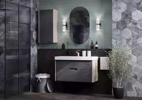 Мебель для ванной подвесная «Aquaton» Оливия 90 грей/дуб Ойстер