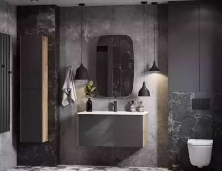 Мебель для ванной подвесная «Aquaton» Сохо 100 графит/дуб веллингтон