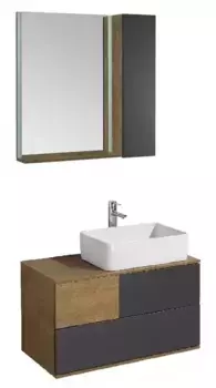 Мебель для ванной подвесная «Aquaton» Терра 85 антрацит/дуб Кантри