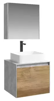 Мебель для ванной подвесная «Aqwella 5 Stars» Mobi 60 дуб балтийский/бетон светлый