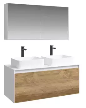 Мебель для ванной подвесная «Aqwella 5 Stars» Mobi 120 дуб балтийский/белая