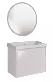 Мебель для ванной подвесная «ASB-Woodline» Бьянка 80 шиншила серая/белый