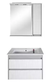 Мебель для ванной подвесная «ASB-Woodline» Мирано 85 слоновая кость/шиншила серая