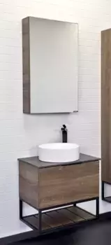 Мебель для ванной подвесная «Comforty» Порто 60 дуб тёмно-коричневый/чёрный муар