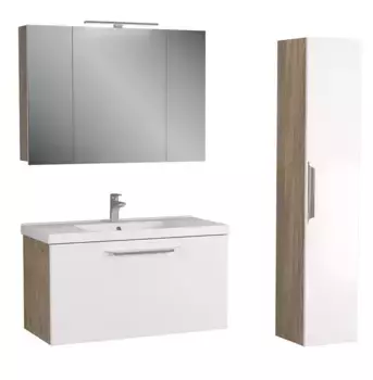 Мебель для ванной подвесная «Diborg» Lande 100 с ящиком белая/дуб