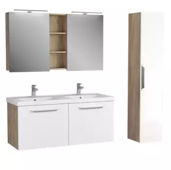 Мебель для ванной подвесная «Diborg» Lande 125 с 2 ящиками белая/дуб