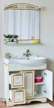 Мебель для ванной «Sanflor» Адель 82 белая с патиной золото левая/правая