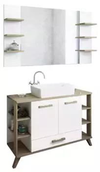 Мебель для ванной «Sanflor» Ингрид 120 белая/швейцарский вяз левая/правая