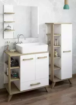 Мебель для ванной «Sanflor» Ингрид 80 белая/швейцарский вяз левая/правая