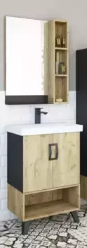 Мебель для ванной «Sanflor» Выборг 60/2 дуб крафт золотой/чёрный