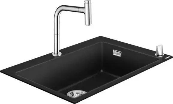 Мойка для кухни «Hansgrohe» HG C51-F660-07 77/51 искусственный камень графит чёрная