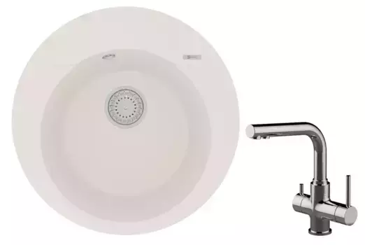 Мойка для кухни «Lemark» Sula 500 и смеситель 9910004-LM3061C искусственный камень жасмин/хром