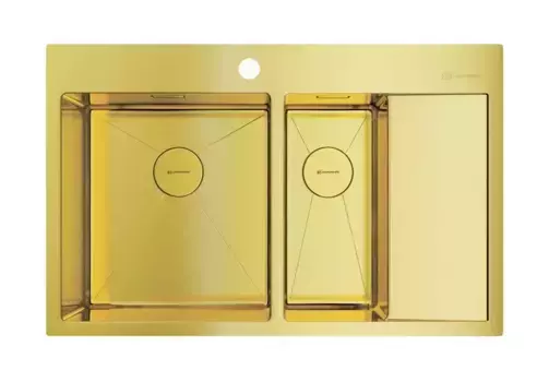 Мойка для кухни «Omoikiri» Akisame 78 2 LG L 78/51 нержавеющая сталь светлое золото левая