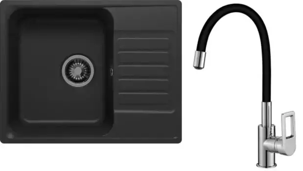 Мойка для кухни «QuartzBond» Bond 600 60/48 688278-Z35-35U-Black и смеситель Rossinka искусственный камень уголь