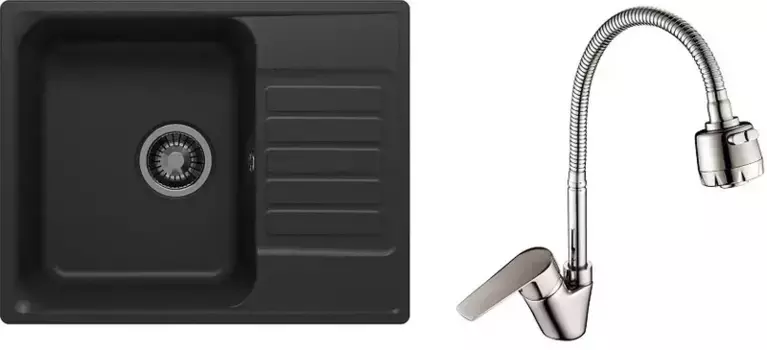 Мойка для кухни «QuartzBond» Bond 600 60/48 688278-S35-26 и смеситель Rossinka искусственный камень уголь