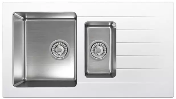 Мойка для кухни «Tolero» Twist TTS-890K 89/50 №923 нержавеющая сталь/кварц белая
