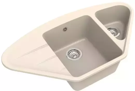 Мойка для кухни угловая «Ewigstein» Wink 80KF 95/51 искусственный камень крем