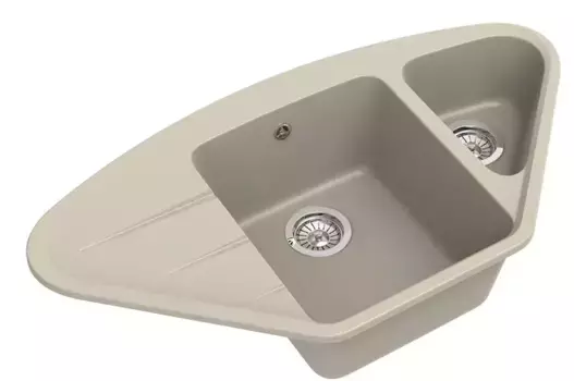 Мойка для кухни угловая «Ewigstein» Wink 80KF 95/51 искусственный камень темно-бежевый