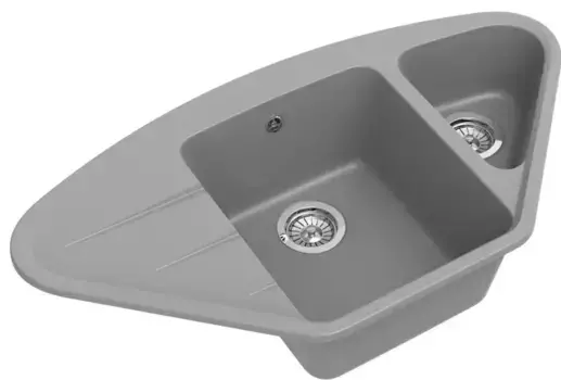 Мойка для кухни угловая «Ewigstein» Wink 80KF 95/51 искусственный камень серый металлик