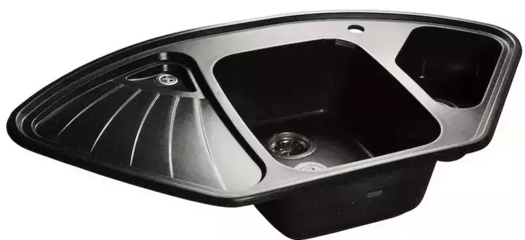 Мойка для кухни угловая «GranFest» Corner C-1040E 104/56 искусственный камень черная