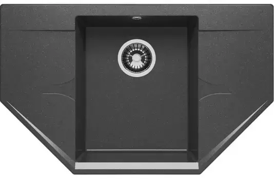 Мойка для кухни угловая «Polygran» Riff-800 80/50 №16 искусственный камень черная