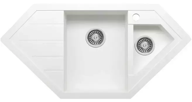 Мойка для кухни угловая «Tolero» Classic R-114 100/50 №923 искусственный камень белая