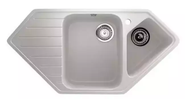 Мойка для кухни угловая «Ulgran» U-409 97/50 искусственный камень ультра-белый