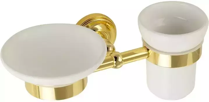Мыльница со стаканом для зубных щёток «Migliore» Mirella 17326 на стену золото