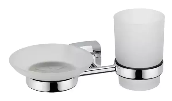 Мыльница со стаканом для зубных щёток «Fixsen» Kvadro FX-61306+08 на стену хром