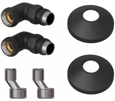 Отражатель, Угловое соединение, Эксцентрик «Point» PN93412B 3/4"х1/2" гайка/штуцер со сгоном чёрный