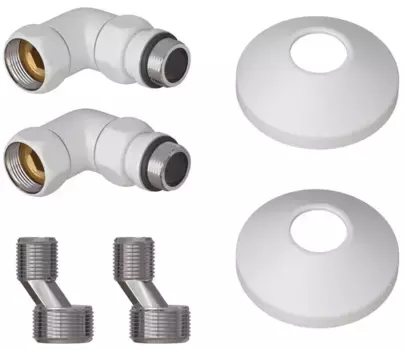 Отражатель, Угловое соединение, Эксцентрик «Point» PN93412W 3/4"х1/2" гайка/штуцер со сгоном 2 шт. белый
