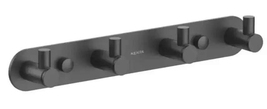 Планка с крючками «Акватек» Европа AQ4123MB на стену чёрная матовая
