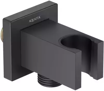 Подключение для душевого шланга «Акватек» AQ2463MB с держателем для лейки чёрное матовое