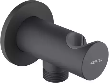Подключение для душевого шланга «Акватек» AQ2464MB с держателем для лейки чёрное матовое