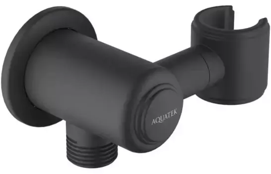 Подключение для душевого шланга «Акватек» Классик AQ2462MB с держателем для лейки чёрное матовое