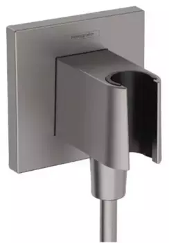 Подключение для душевого шланга «Hansgrohe» Fixfit E 26889340 с держателем для лейки шлифованный чёрный хром