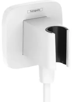 Подключение для душевого шланга «Hansgrohe» FixFit Q 26887700 с держателем для лейки белое матовое