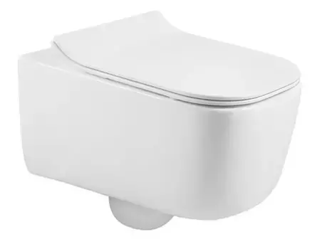 Подвесной унитаз безободковый «Акватек» Лугано AQ2002-00 белый с сиденьем дюропласт с микролифтом белое