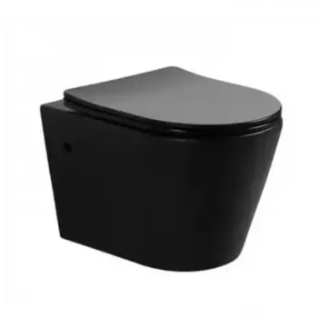 Подвесной унитаз безободковый «Акватек» Вега AQ1905-MB черный матовый с сиденьем дюропласт с микролифтом чёрное