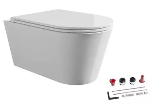 Подвесной унитаз безободковый «Alice» Hide 31170101SET белый глянцевый с сиденьем дюропласт с микролифтом белое