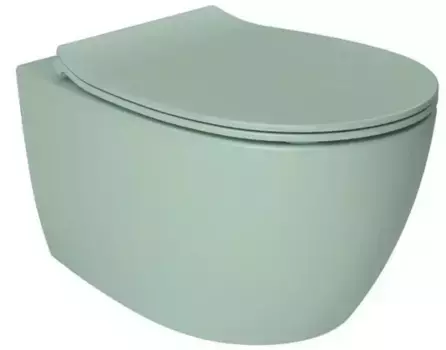 Подвесной унитаз безободковый «Allen Brau» Fantasy 4.11004.MT/4.11005.MT мятный с сиденьем дюропласт с микролифтом голубое
