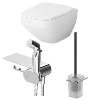 Подвесной унитаз безободковый «Am.Pm» Inspire V2.0 CK50H0603W белый/хром (с гигиеническим душем и аксессуарами) с сиденьем дюропласт с микролифтом