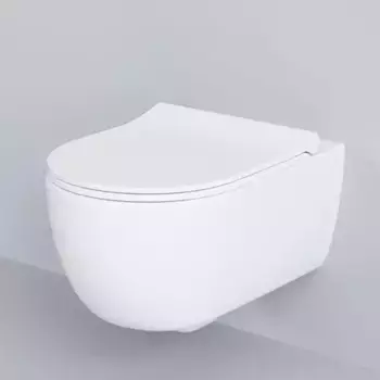 Подвесной унитаз безободковый «Ambassador» Abner 103T20101R-102T20101S белый матовый с сиденьем дюропласт с микролифтом белое