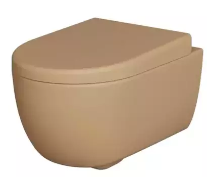 Подвесной унитаз безободковый «Ambassador» Abner 103T20501R-102T20501 темно-бежевый матовый с сиденьем бежевое