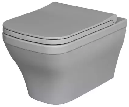 Подвесной унитаз безободковый «Ambassador» Benefit 203T20301R/202T20301S серый матовый с сиденьем дюропласт с микролифтом серое