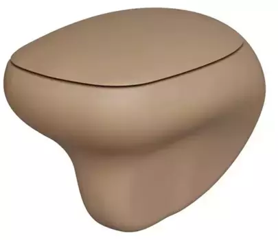 Подвесной унитаз безободковый «Ambassador» Diamond 123T20501R/122T20501 тёмно-бежевый матовый с сиденьем дюропласт с микролифтом бежевое