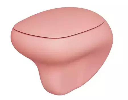 Подвесной унитаз безободковый «Ambassador» Diamond 123T20901R-122T20901 розовый матовый с сиденьем розовое