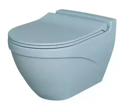 Подвесной унитаз безободковый «Ambassador» Nord 133T20801-132T20801S голубой матовый с сиденьем голубое